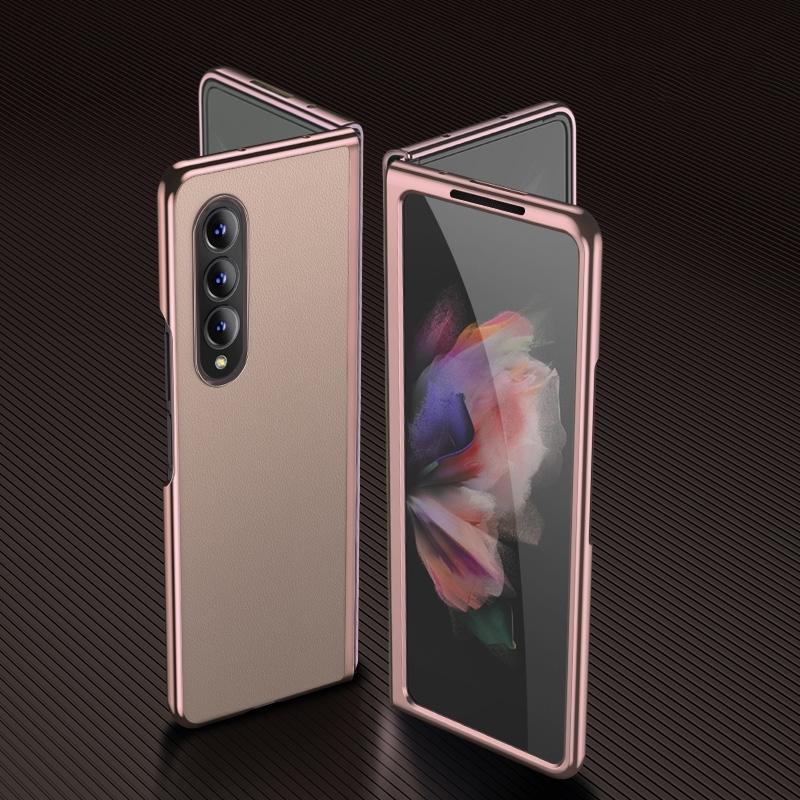 Samsung Galaxy Z Fold4 5G Leather Plated Phone Cover – Slim Protective Case – Blue