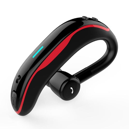 Wireless Ear-Hook Bluetooth Earphone with Mic – Car Hands-Free, Black & Red, In-Ear Design for Calls & Music