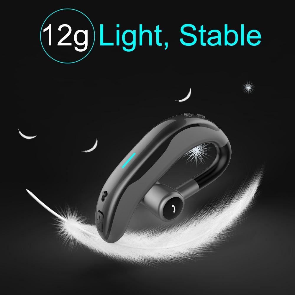Wireless Ear-Hook Bluetooth Earphone with Mic – Car Hands-Free, Black & Red, In-Ear Design for Calls & Music