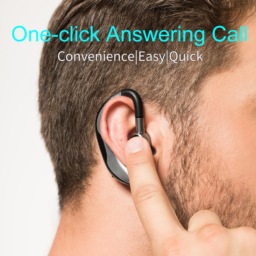 Wireless Ear-Hook Bluetooth Earphone with Mic – Car Hands-Free, Black & Red, In-Ear Design for Calls & Music