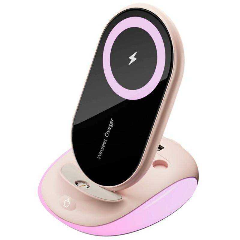 15W Universal Wireless Charger – Fast Charging Desktop Pad for Qi-Enabled Devices – Pink