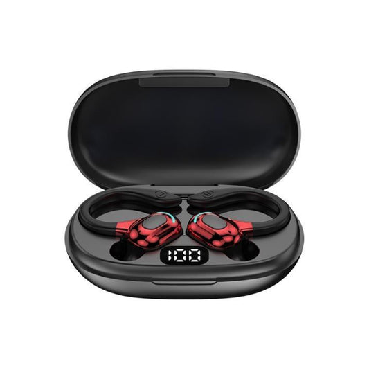 F8 Wireless Bluetooth Earphones – Red Double Earbuds with Charging Case. True Wireless Stereo Sound