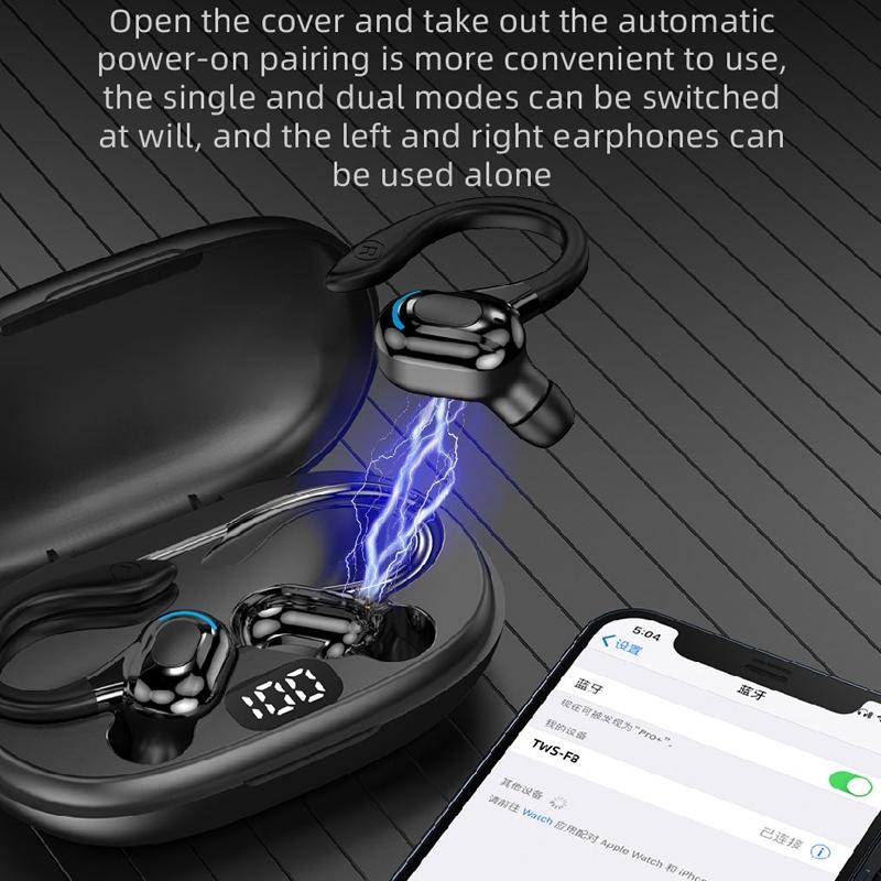 F8 Wireless Bluetooth Earphones – Red Double Earbuds with Charging Case. True Wireless Stereo Sound