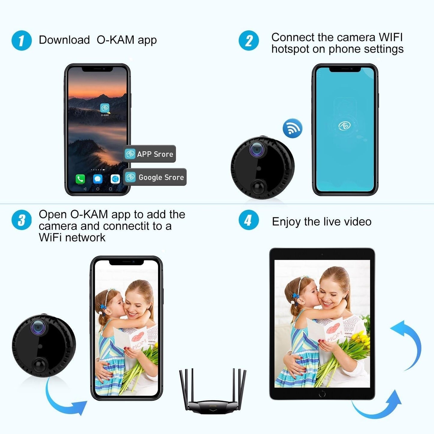 HD Night Vision WiFi Camera – Wireless Home Security Monitoring System – White