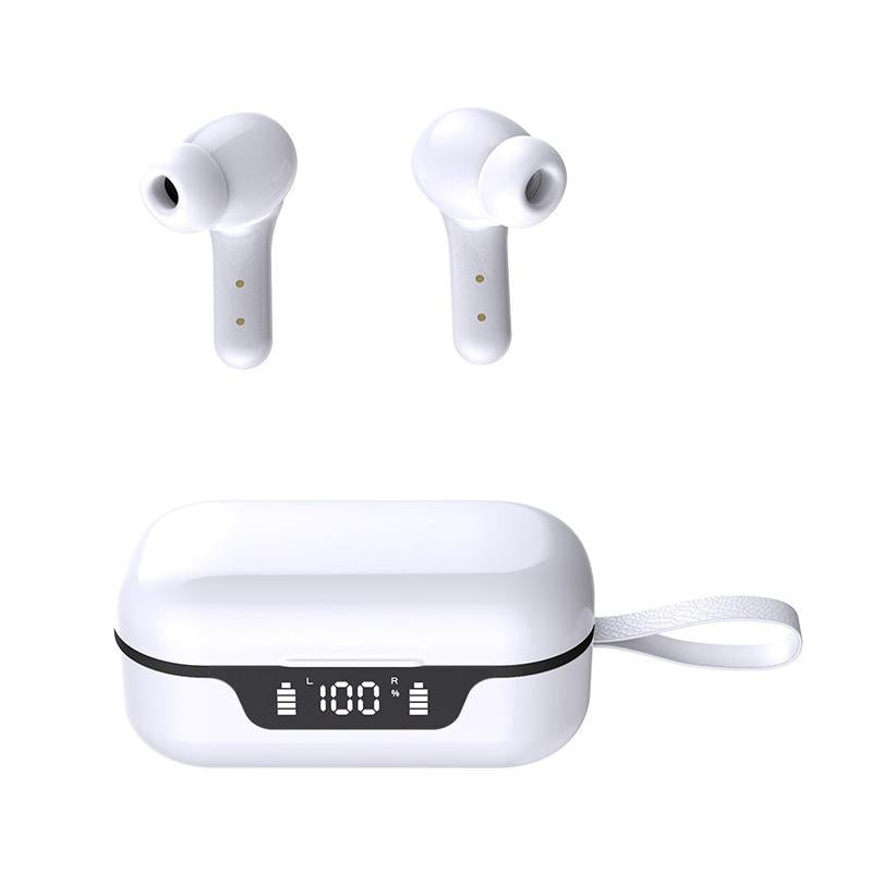 ANC Business & Sports TWS Bluetooth Earphones – White, Noise Cancelling, Charging Box, Clear Calls, Secure Fit
