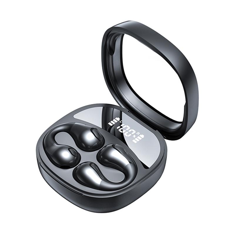 Smart Bluetooth Earphones with Digital Display – White. Transparent Capsule Design & Clear Audio