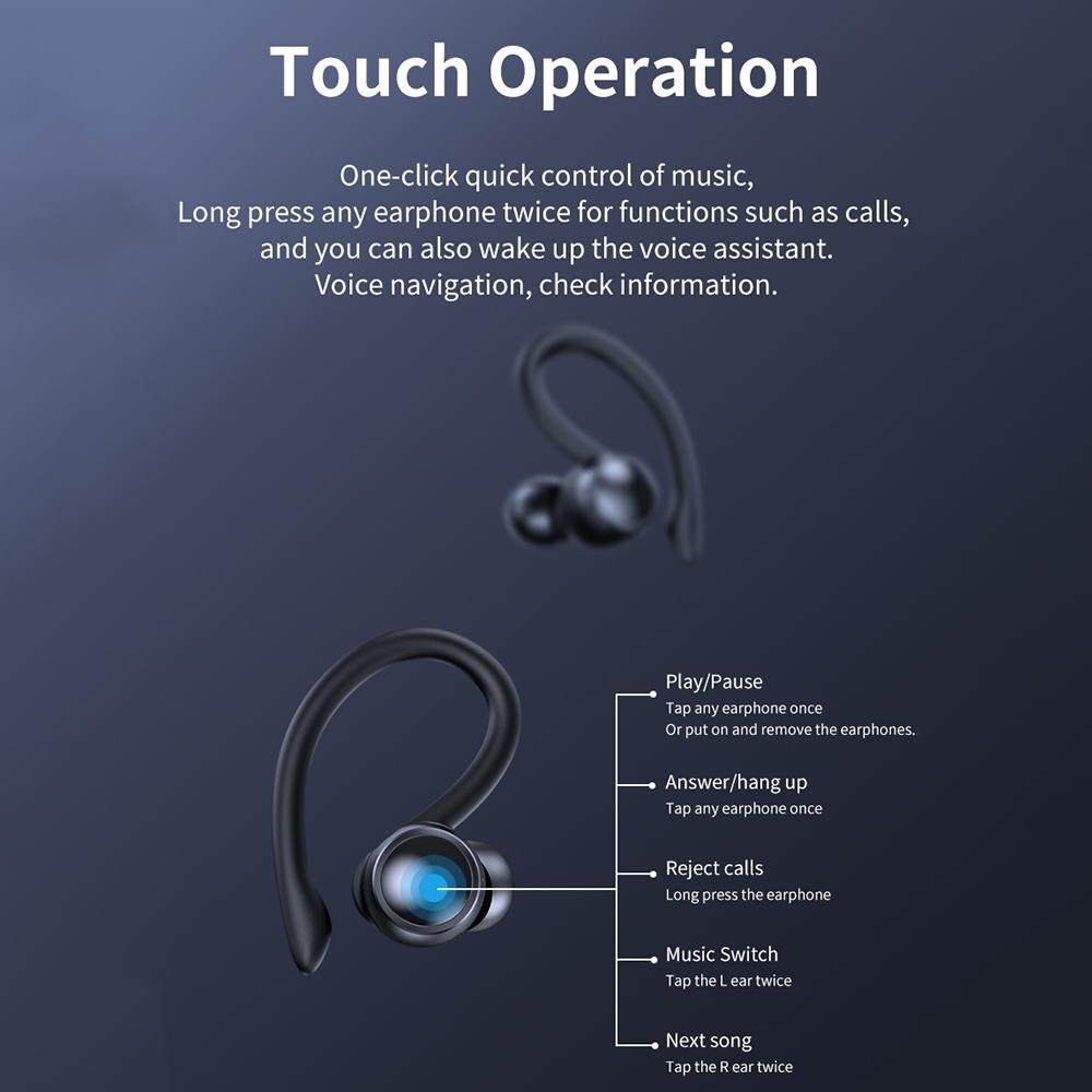 LED Bluetooth Earphones with Noise Reduction & Power Bank Function – Wireless In-Ear, Blue