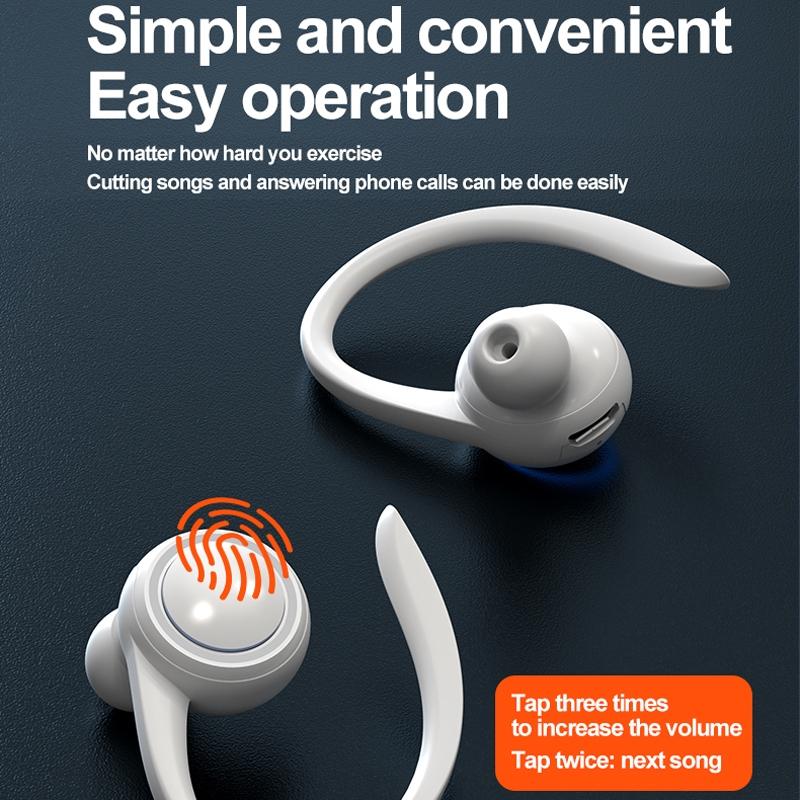 Wireless Hanging Ear Sports Earphone – True Sound Bluetooth Headphones for Running & Workouts, White