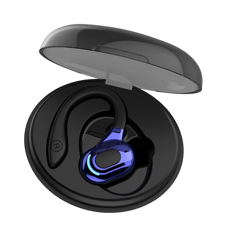 F8 Wireless Bluetooth Single Ear Earphone with Charging Case – Blue In-Ear Headset with Mic
