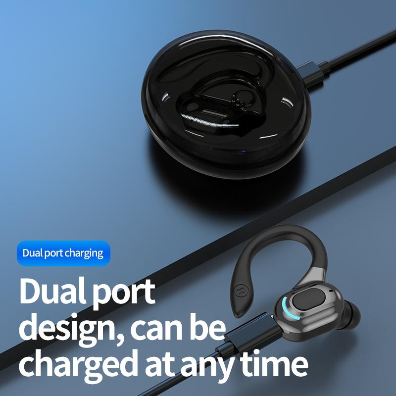 F8 Wireless Bluetooth Single Ear Earphone with Charging Case – Blue In-Ear Headset with Mic