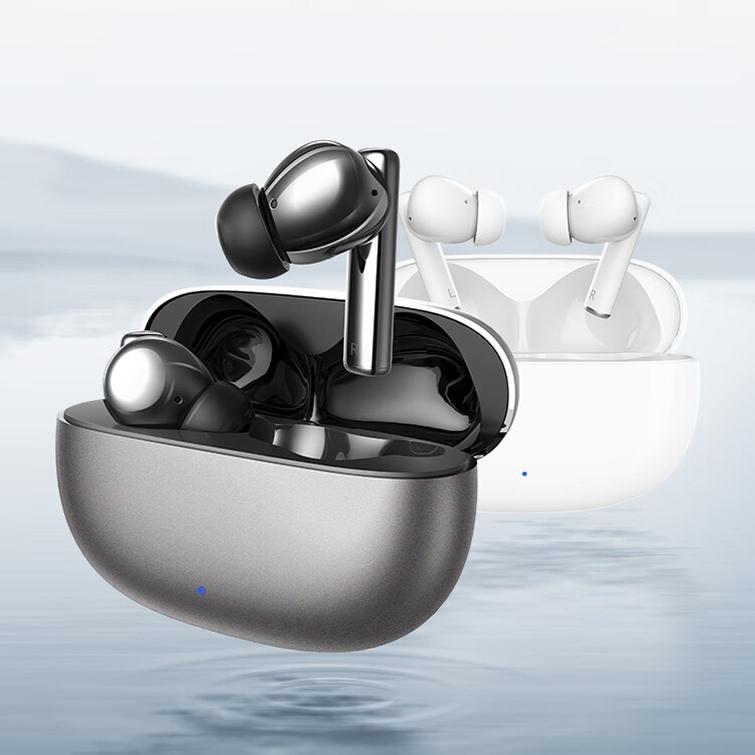 Waterproof Bluetooth Earbuds with Active Noise Reduction – Wireless HiFi Earphones – White