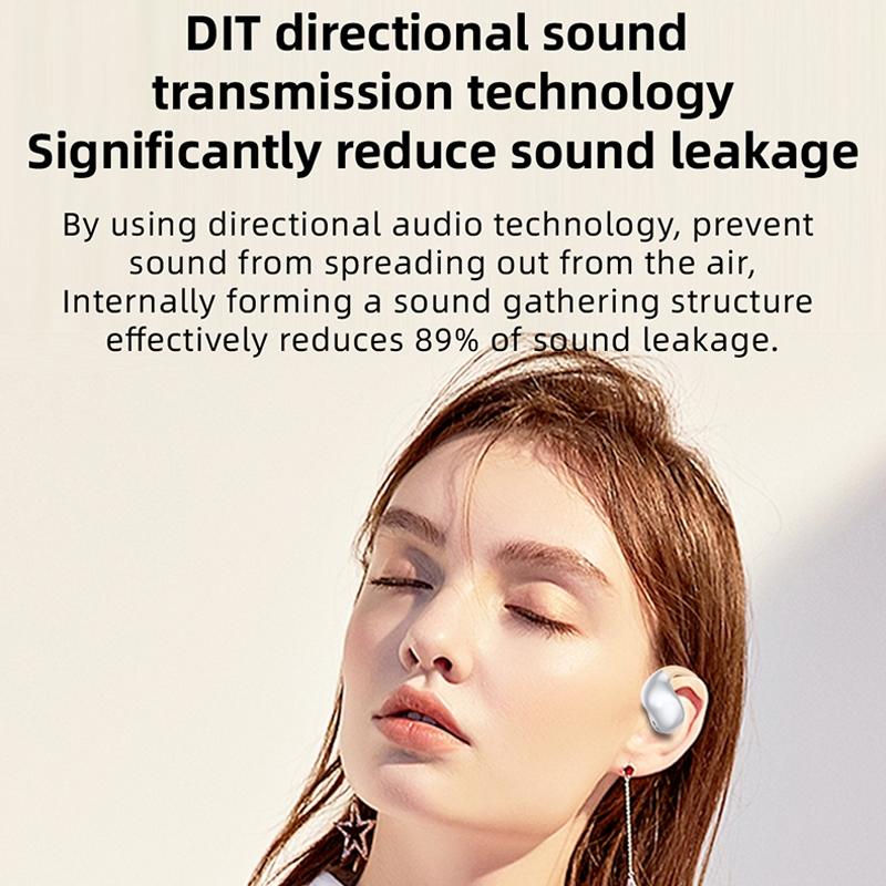 Bluetooth Earphones with Hanging Ear Design & Digital Display Charging Case – Skin Colour, Wireless In-Ear Headphones with Mic