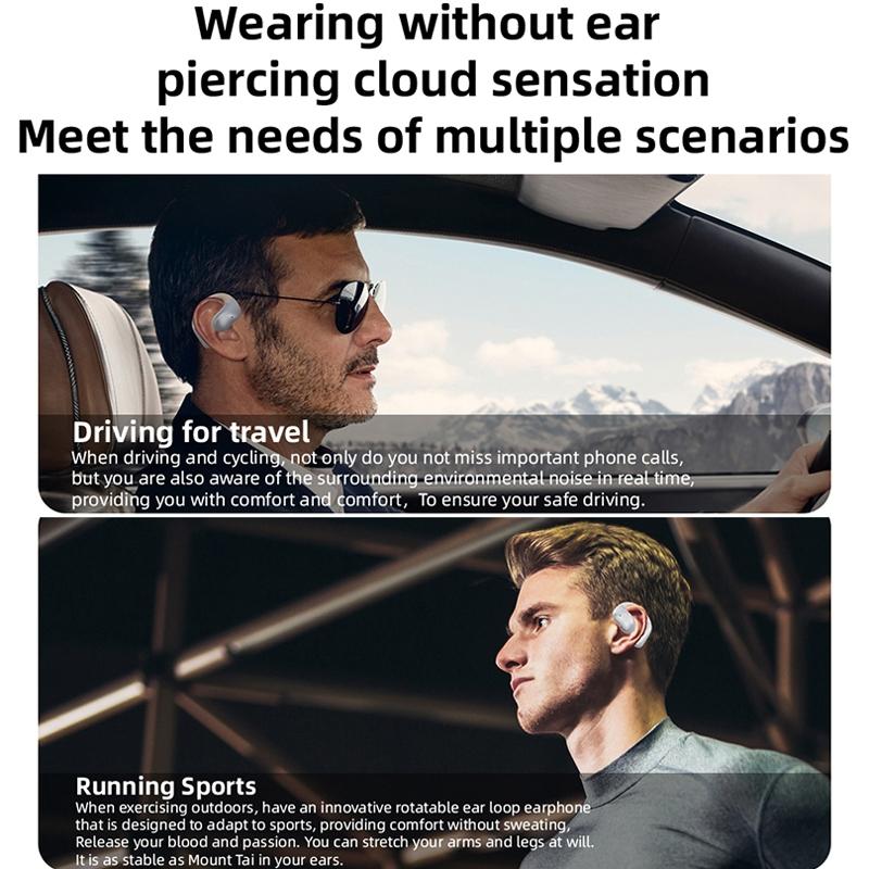 Bluetooth Earphones with Hanging Ear Design & Digital Display Charging Case – Skin Colour, Wireless In-Ear Headphones with Mic