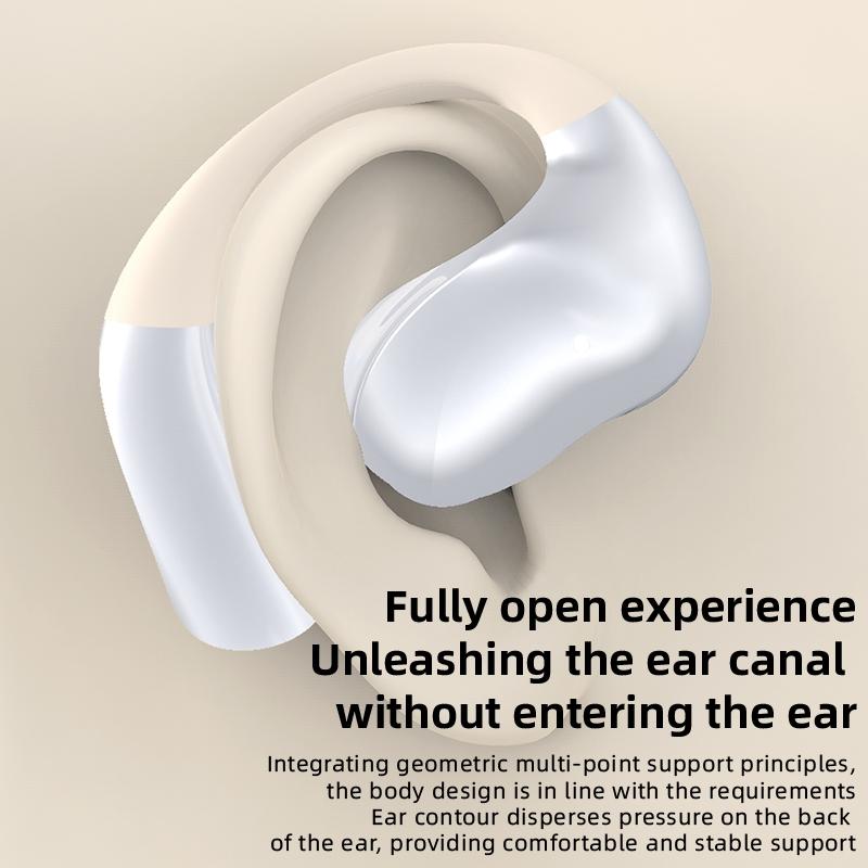 Bluetooth Earphones with Hanging Ear Design & Digital Display Charging Case – Skin Colour, Wireless In-Ear Headphones with Mic