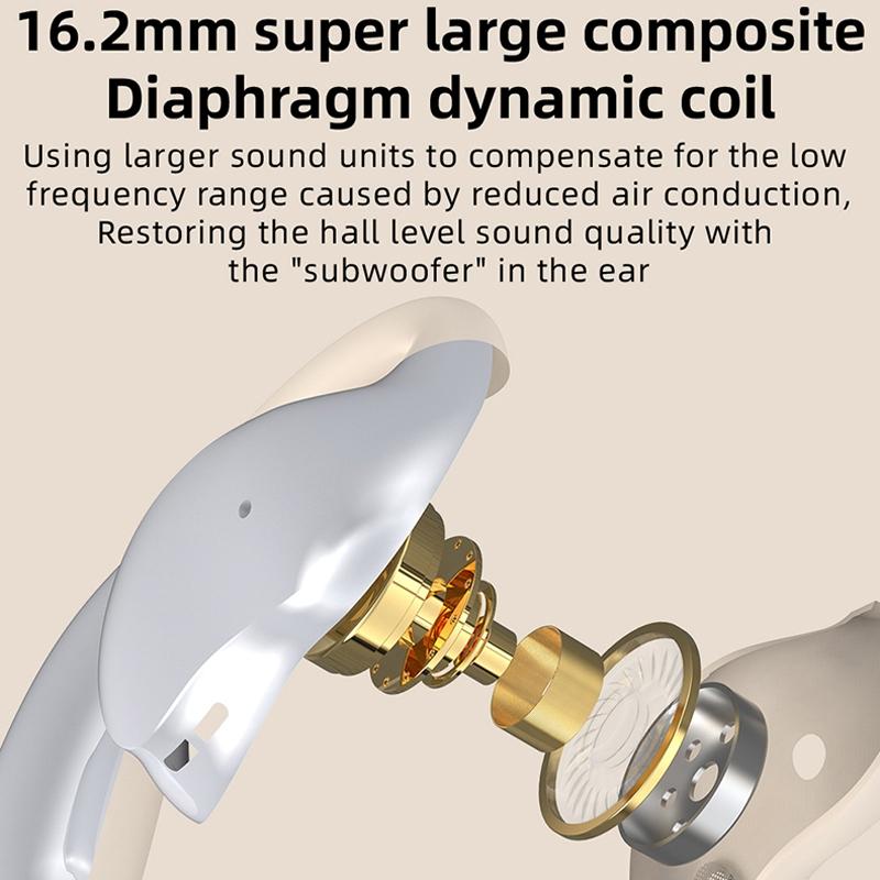 Bluetooth Earphones with Hanging Ear Design & Digital Display Charging Case – Skin Colour, Wireless In-Ear Headphones with Mic