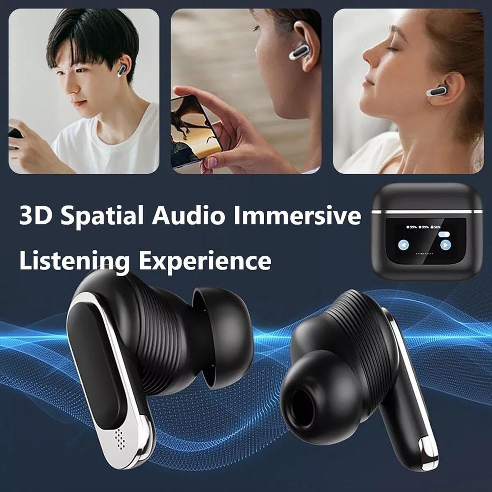 Gold Wireless Bluetooth Earphones with Touch Screen & Active Noise Cancellation – Hi-Fi Sound, Long Battery Life