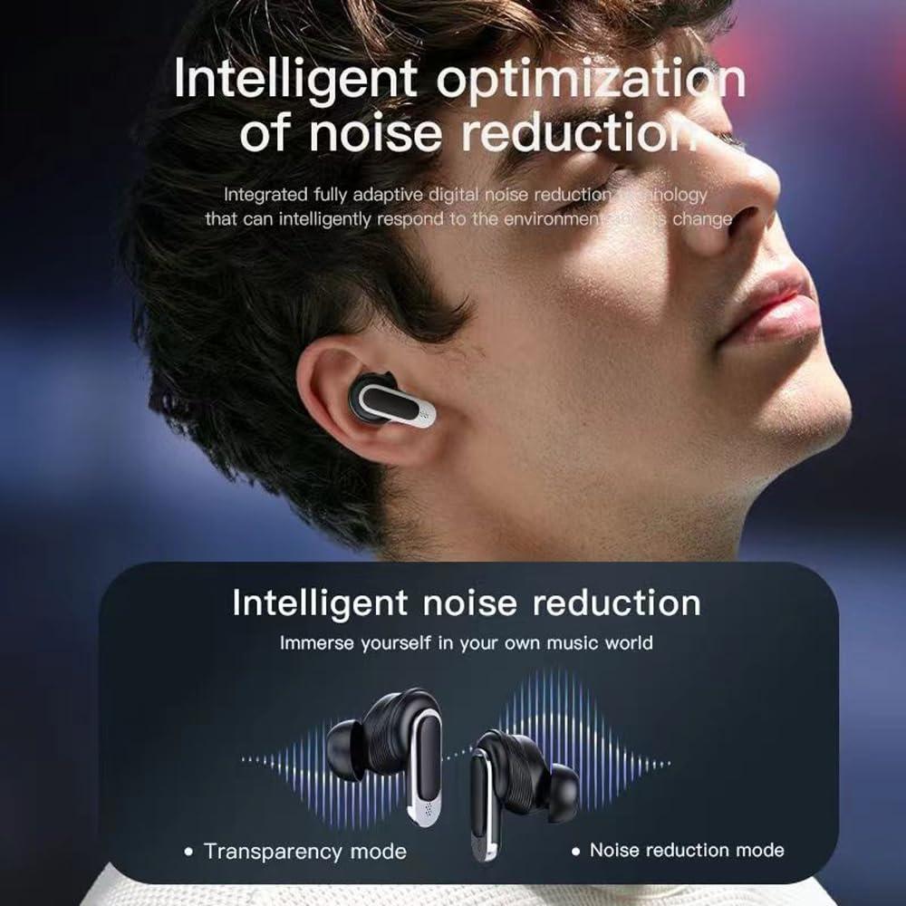 Gold Wireless Bluetooth Earphones with Touch Screen & Active Noise Cancellation – Hi-Fi Sound, Long Battery Life
