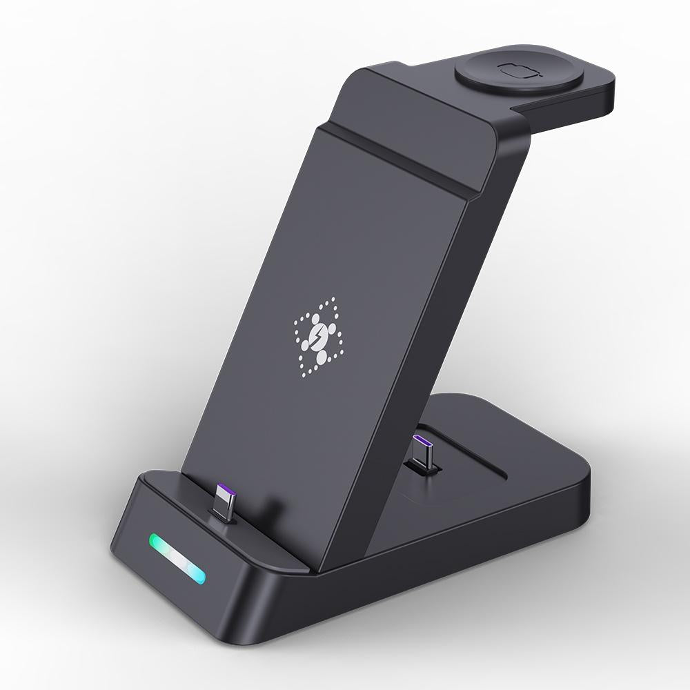 18W 3-in-1 Vertical Charging Stand for Samsung Watch, Galaxy Buds & Smartphone – Black