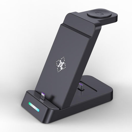 18W 3-in-1 Vertical Charging Stand for Samsung Watch, Galaxy Buds & Smartphone – Black