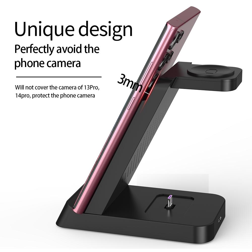 18W 3-in-1 Vertical Charging Stand for Samsung Watch, Galaxy Buds & Smartphone – Black