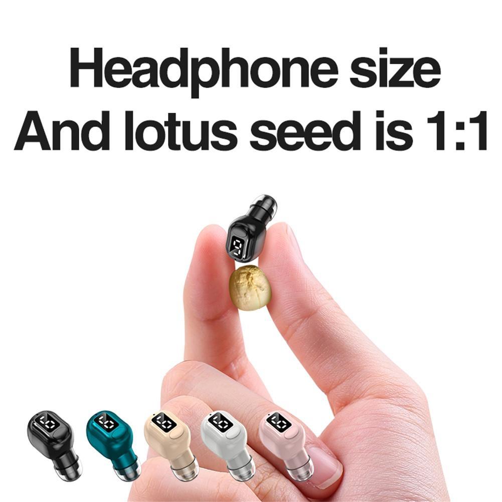 Mini Bluetooth Earphones with M5 Digital Display – True Wireless In-Ear Headphones, White
