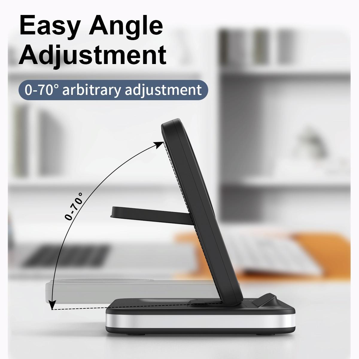 4-in-1 Magnetic Fast Wireless Charger – Multi-Device Charging Dock for iPhone, Apple Watch, AirPods & More – Silver