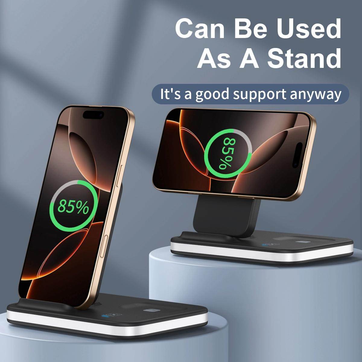 4-in-1 Magnetic Fast Wireless Charger – Multi-Device Charging Dock for iPhone, Apple Watch, AirPods & More – Silver