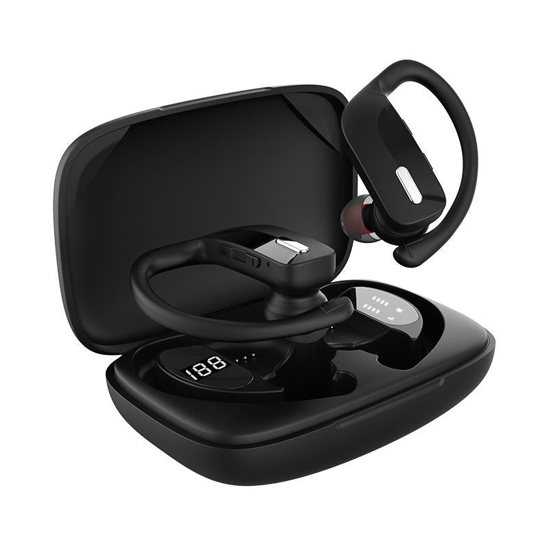 T16 Wireless Noise-Cancelling Bluetooth Earbuds – Dual Battery Display, Deep Bass, Touch Control – Black