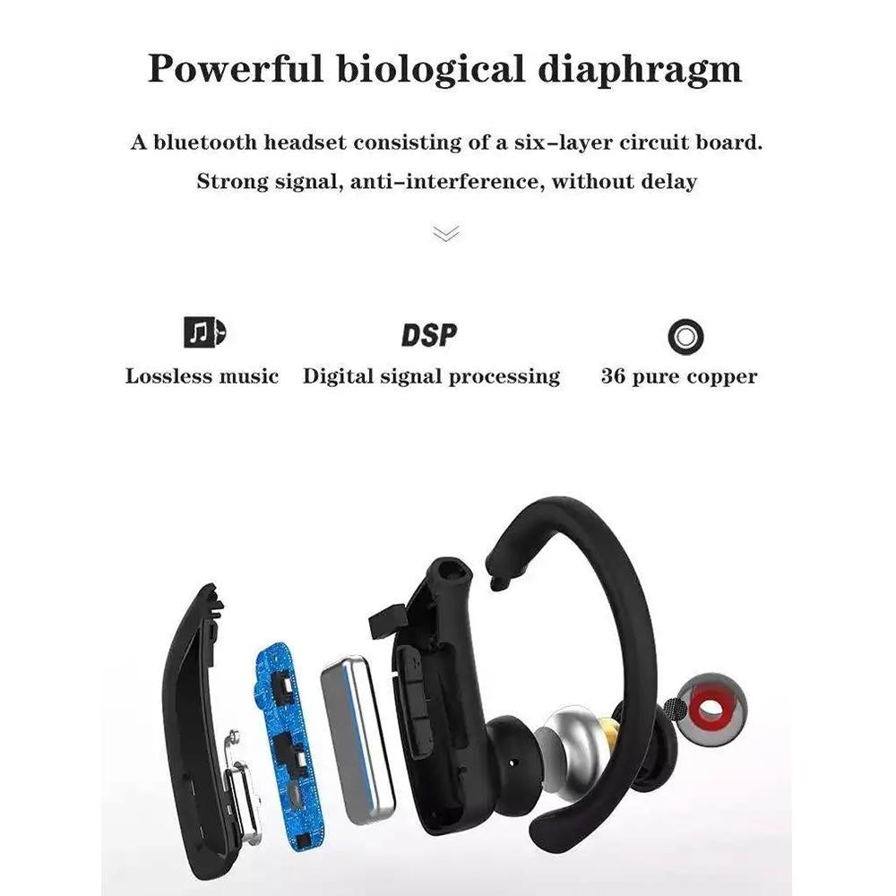 T16 Wireless Noise-Cancelling Bluetooth Earbuds – Dual Battery Display, Deep Bass, Touch Control – Black