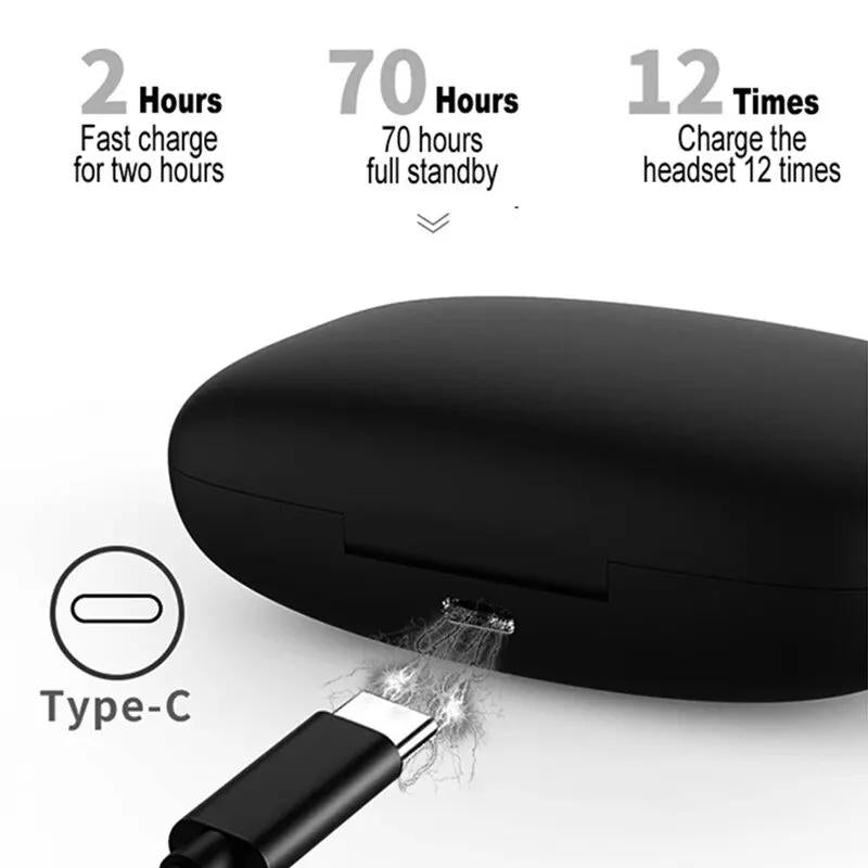 T16 Wireless Noise-Cancelling Bluetooth Earbuds – Dual Battery Display, Deep Bass, Touch Control – Black