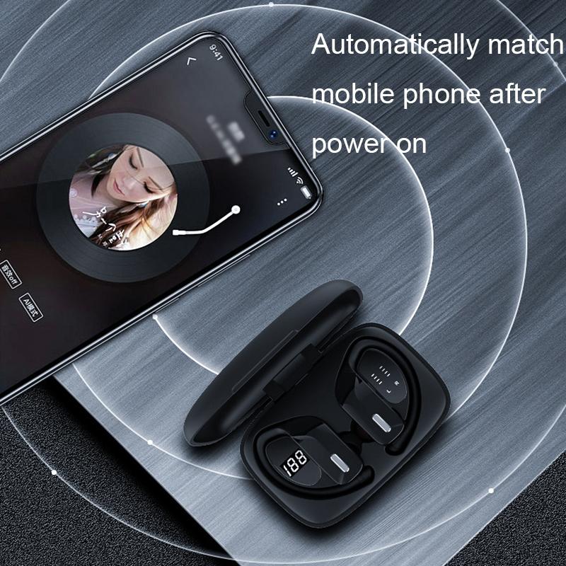 T16 Wireless Noise-Cancelling Bluetooth Earbuds – Dual Battery Display, Deep Bass, Touch Control – Black