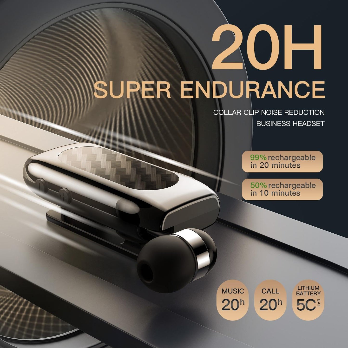 Carbon Brazing Bluetooth Earphones with Noise Reduction – Wireless In-Ear Headphones, Silver