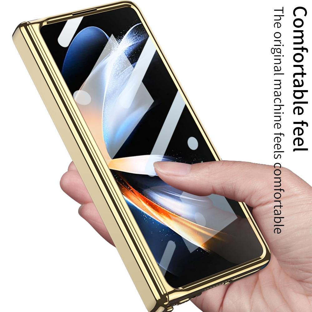 Magnetic Hinged Case for Samsung Galaxy Z Fold4 5G – Champagne Gold | Full Body Protection with Hinge Guard