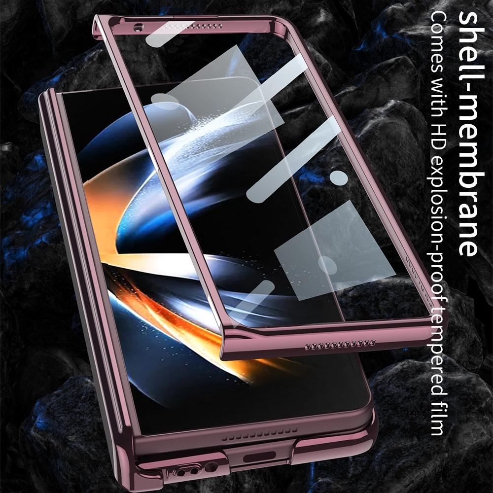 Magnetic Hinged Case for Samsung Galaxy Z Fold4 5G – Champagne Gold | Full Body Protection with Hinge Guard