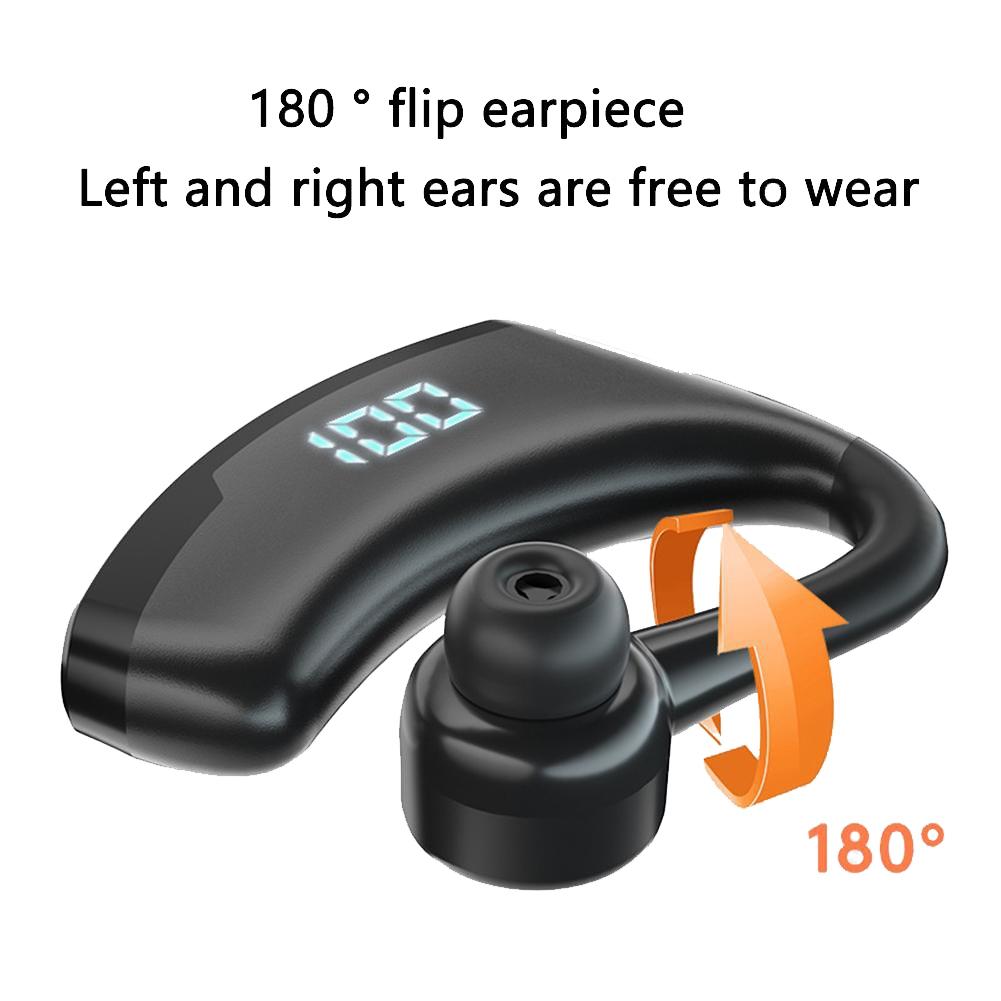 Wireless Bluetooth Headset with Digital Battery Display & Charging Bin – Blue