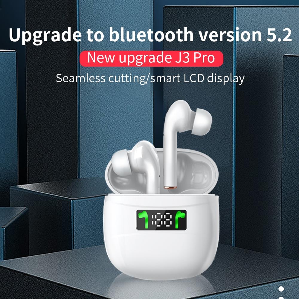 Waterproof Wireless Bluetooth Earbuds – White In-Ear Headphones with LED Display, Hi-Fi Sound & Noise Isolation