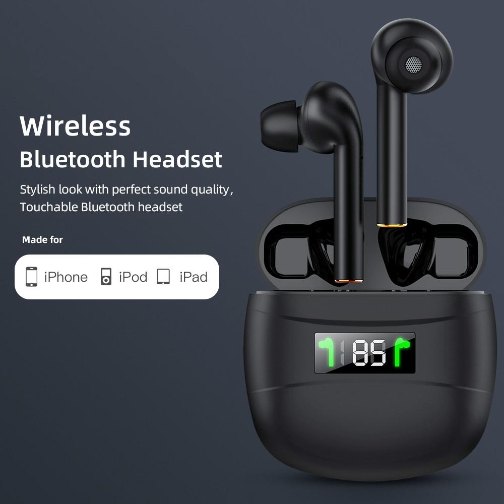 Waterproof Wireless Bluetooth Earbuds – White In-Ear Headphones with LED Display, Hi-Fi Sound & Noise Isolation