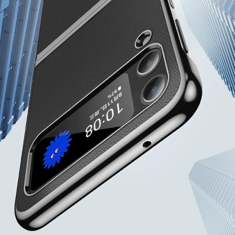 Leather Folding Phone Case for Samsung Galaxy Z Fold4 5G – Electroplated Finish – Blue