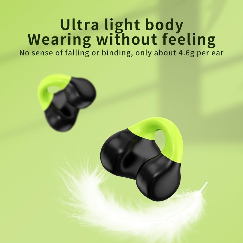 Wireless Clip-On Bluetooth Earphones with Charging Case – Dual-Tone White & Gray – Secure Fit & Clear Audio