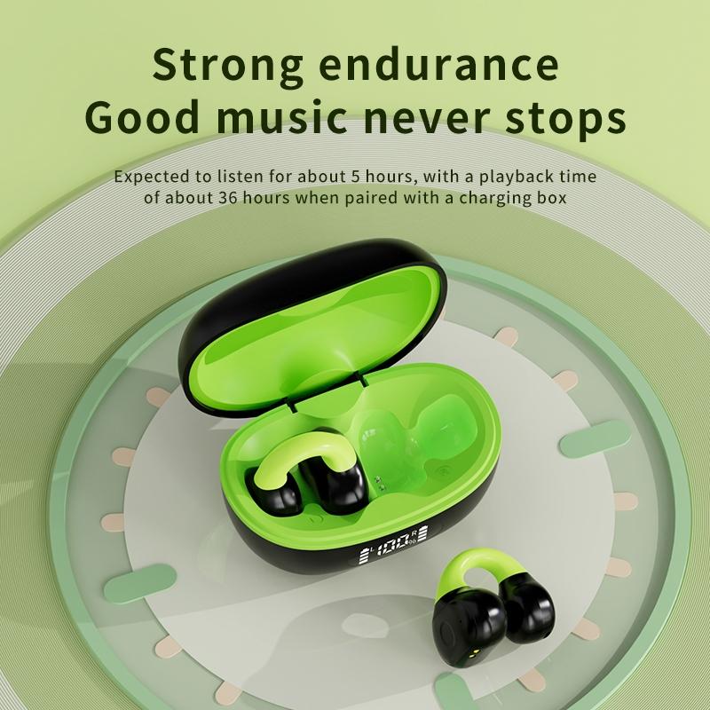 Wireless Clip-On Bluetooth Earphones with Charging Case – Dual-Tone White & Gray – Secure Fit & Clear Audio
