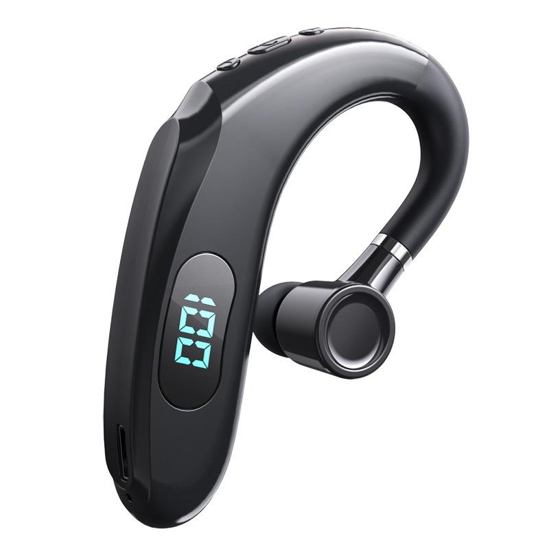 Wireless Bluetooth Earhook Earphones – Digital Display, Business & Sports Design – White