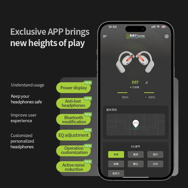 Bluetooth Earphones with Ear-Mount Design – Black, Secure Fit Wireless Earbuds for Music & Calls