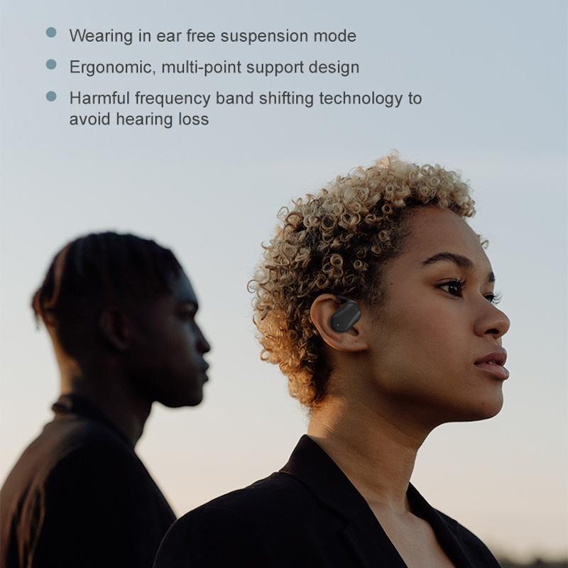 YJ77 Bluetooth 5.2 Bone Conduction Headset – Ear-Mounted, Left Ear, White – Wireless for Clear Audio & Comfort