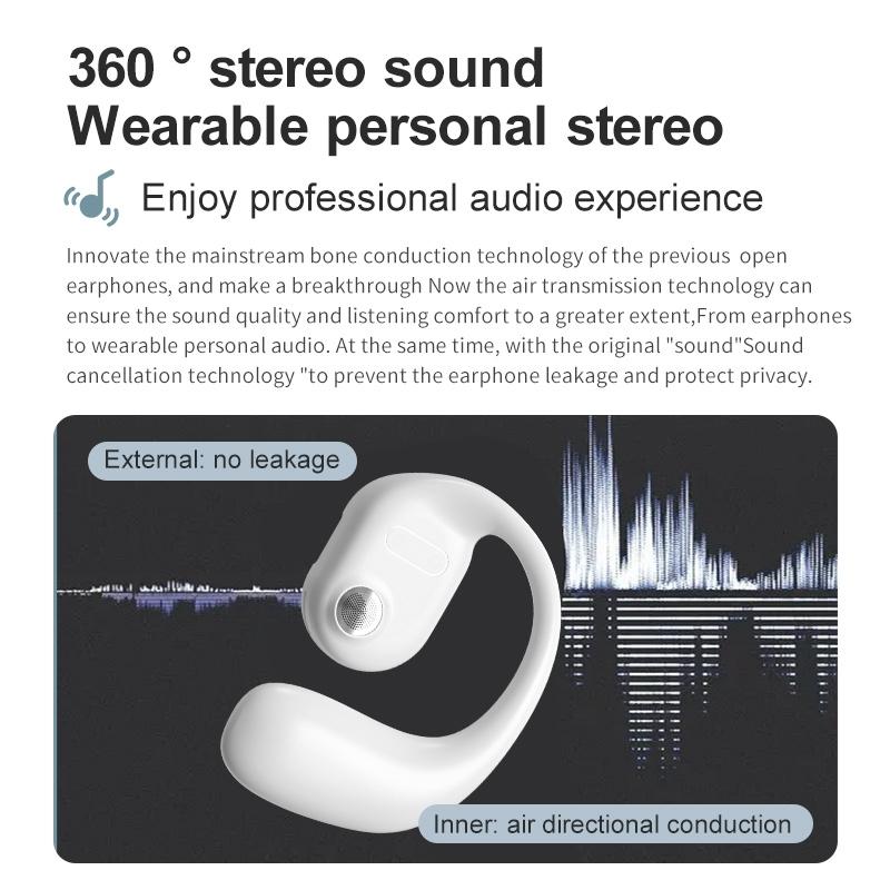 YJ77 Bluetooth 5.2 Bone Conduction Headset – Ear-Mounted, Left Ear, White – Wireless for Clear Audio & Comfort