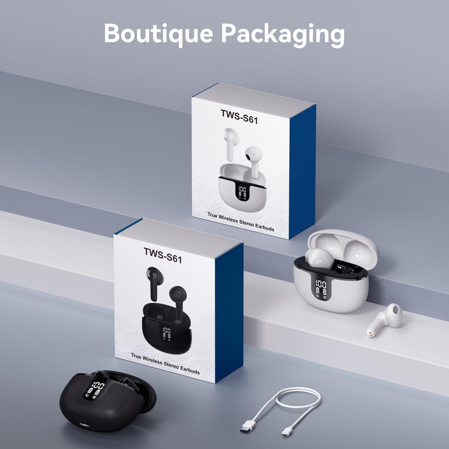 S61 True Wireless Stereo (TWS) Bluetooth Earphones – Black