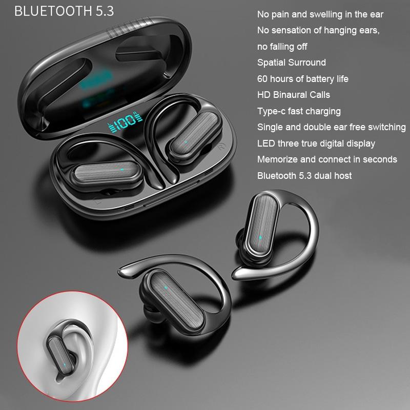 Wireless Noise-Cancelling Bluetooth Earbuds with LED Display – Deep Bass & Touch Control – Blue