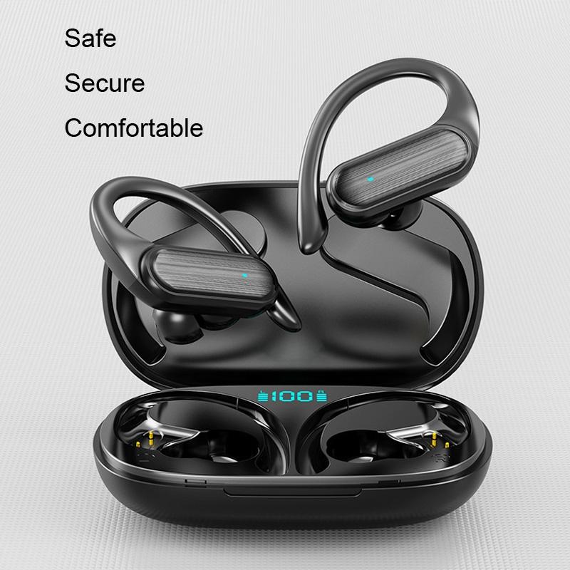 Wireless Noise-Cancelling Bluetooth Earbuds with LED Display – Deep Bass & Touch Control – Blue