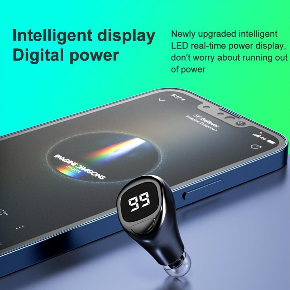 Mini Bluetooth Earphone with Digital Display – Wireless Business Earpiece – White