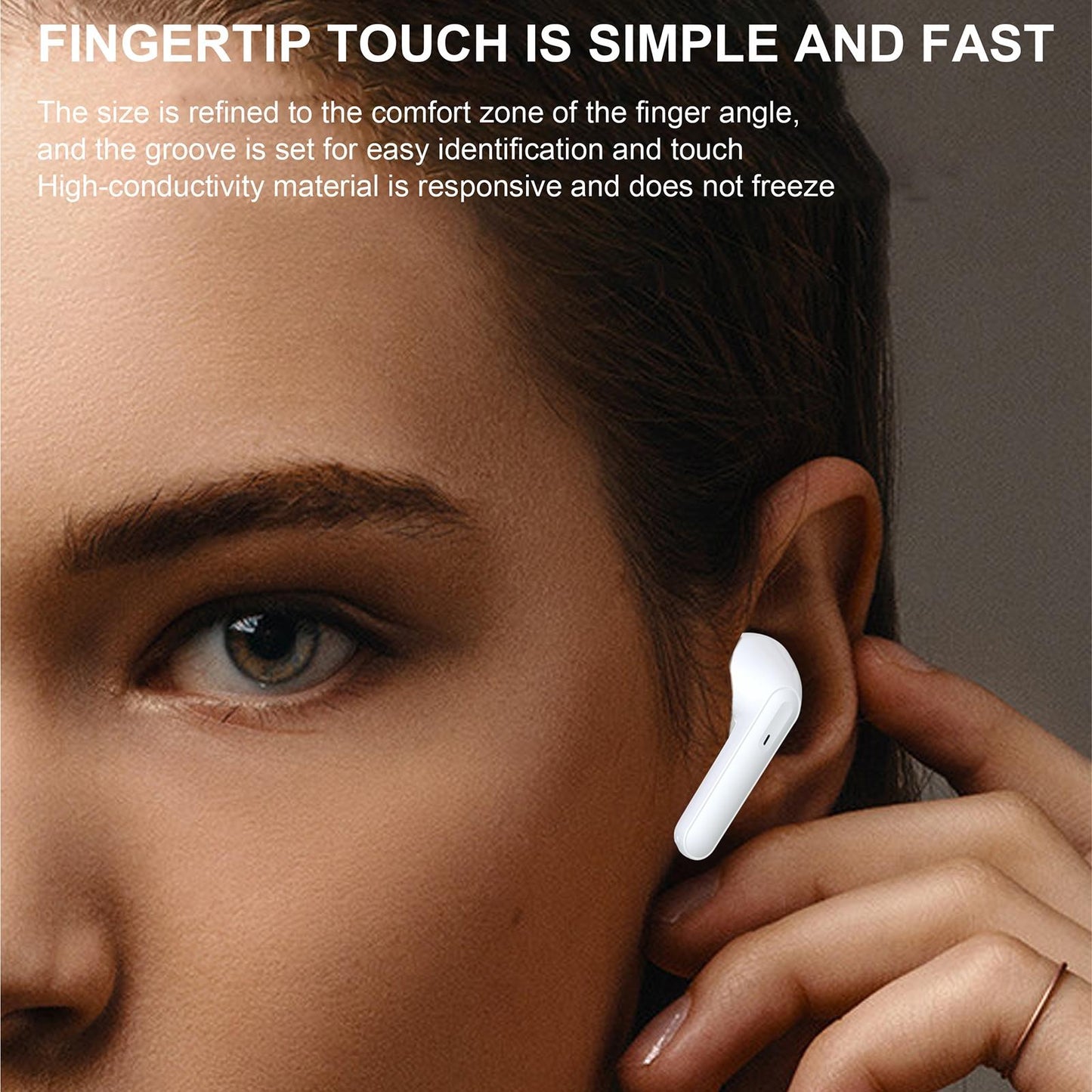 Wireless TWS Bluetooth Earphones with Stereo Sound – True Wireless Earbuds, White