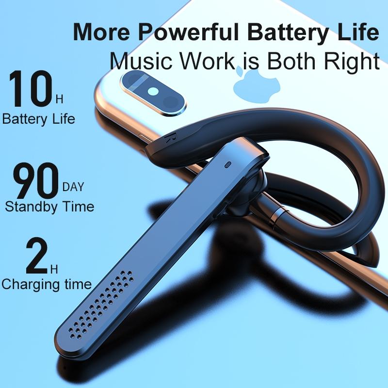 Wireless Bluetooth Earphone with Noise Reduction – Ear-Mounted Design, Hands-Free Calling – Silver